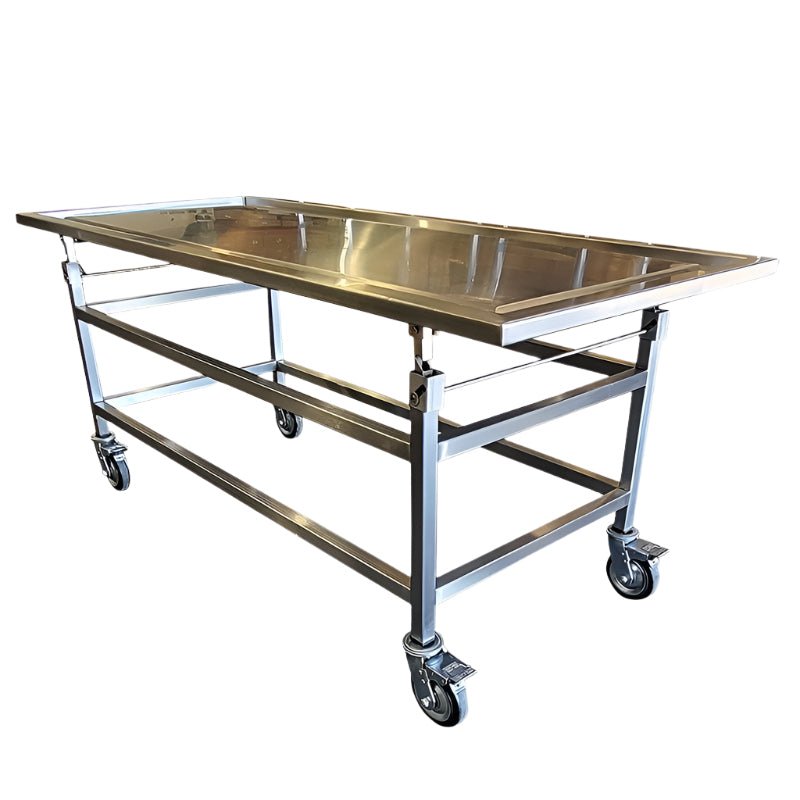 Funeral Home Tables – Stainless Steel Embalming, Autopsy & Prep Tables for Mortuaries - American Mortuary Coolers & Equipments Funeral Home Tables – Stainless Steel Embalming, Autopsy & Prep Tables for Mortuaries - American Mortuary Coolers & Equipments